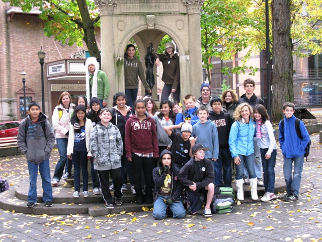 Beaverton School Kids Leaf Pick Up at the Park Blocks